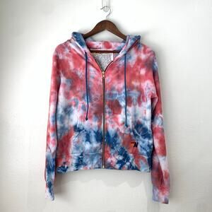 Aviator Nation Full Zip Hoodie Tie Dye sz XS Super Soft Made USA Red/White/Blue